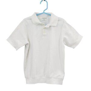 Lands End Boys Polo Shirt Size 6-7 Short Sleeve Banded Bottom White *See